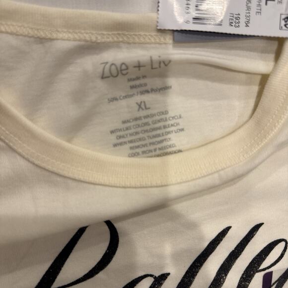 Zoe + Liv NYC Ballet Troupe T Short In Ivory Womens Size Xl New - Picture 5 of 7